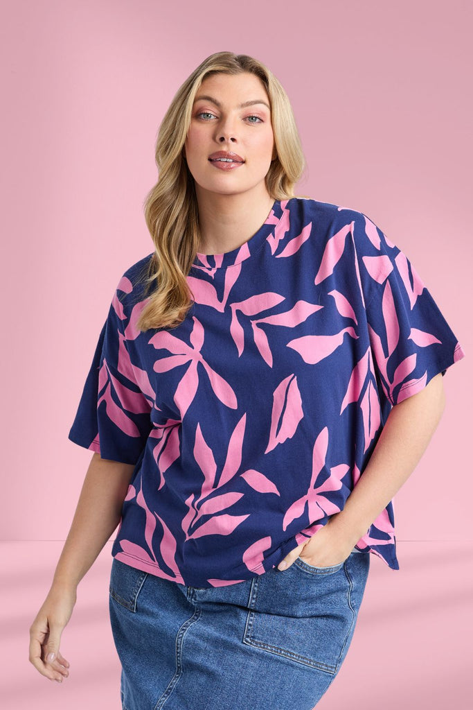 Elm Mimosa Tee Blue Depths Yardage Print From BoxHill