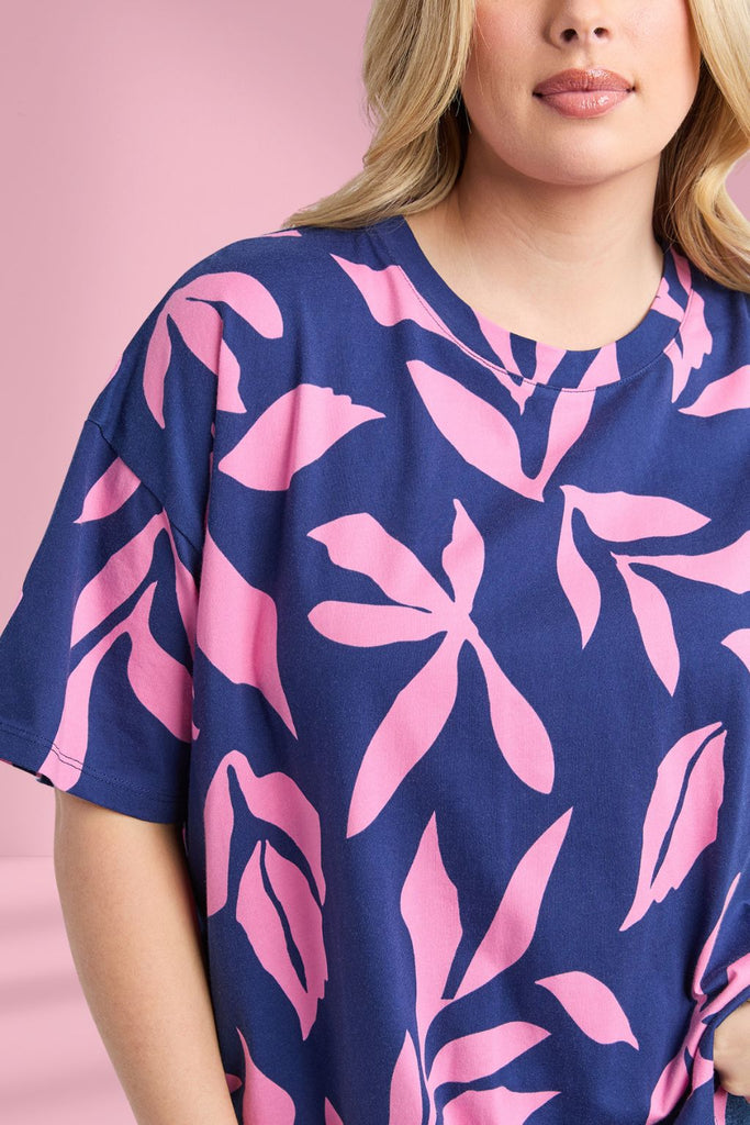 Elm Mimosa Tee Blue Depths Yardage Print From BoxHill