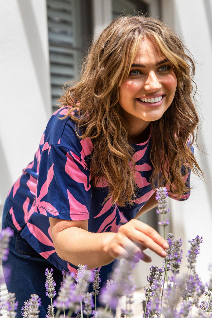 Elm Mimosa Tee Blue Depths Yardage Print From BoxHill