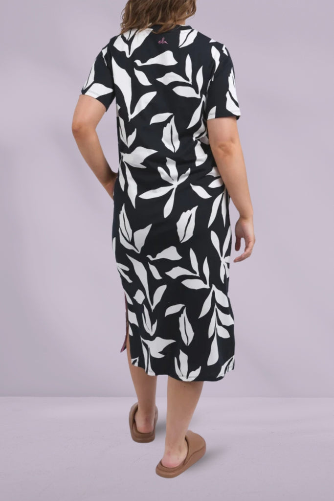 Elm Mimosa Tee Dress Black Yardage Print From BoxHill