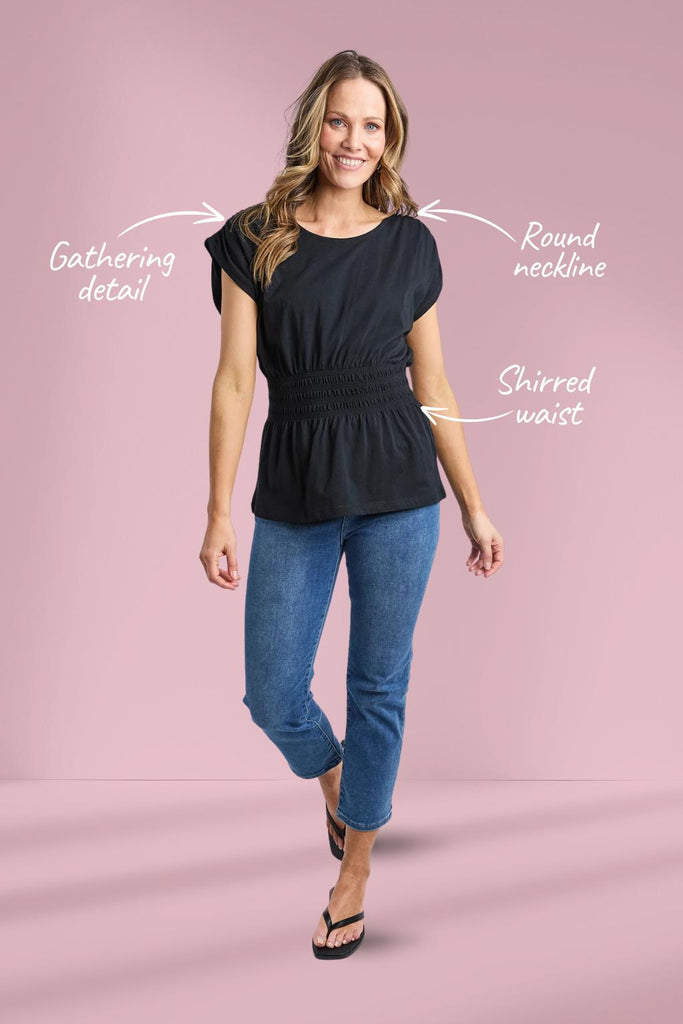 Elm Nelle Tee Black From BoxHill