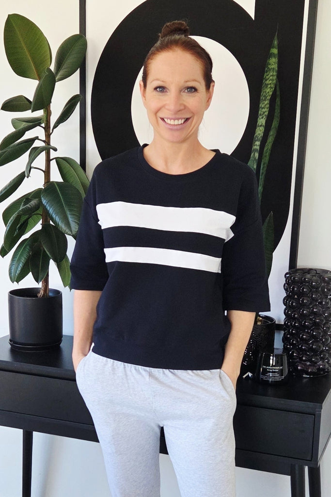 Elm Nico Sweat Navy With White Panels From BoxHill