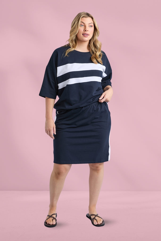 Elm Nico Sweat Navy With White Panels From BoxHill