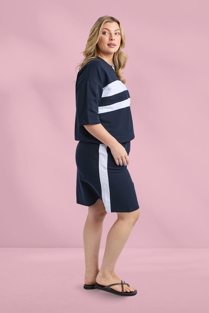 Elm Nico Sweat Navy With White Panels From BoxHill