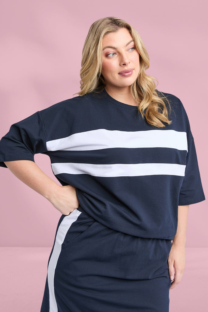 Elm Nico Sweat Navy With White Panels From BoxHill