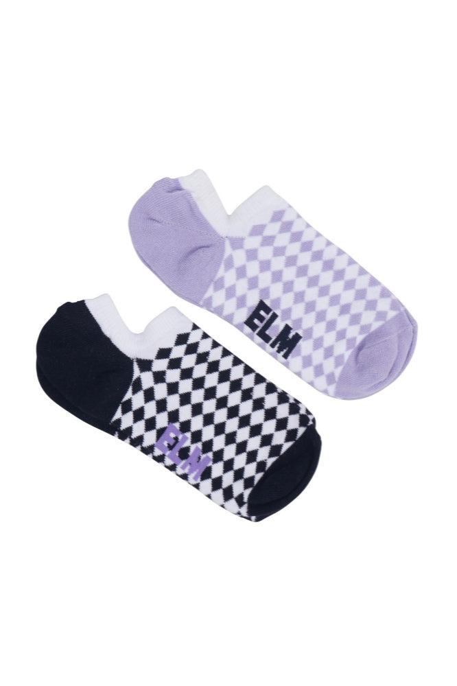 Elm No Show Socks 2 Pack Zest Navy Check Purple Check One Size Multi From BoxHill