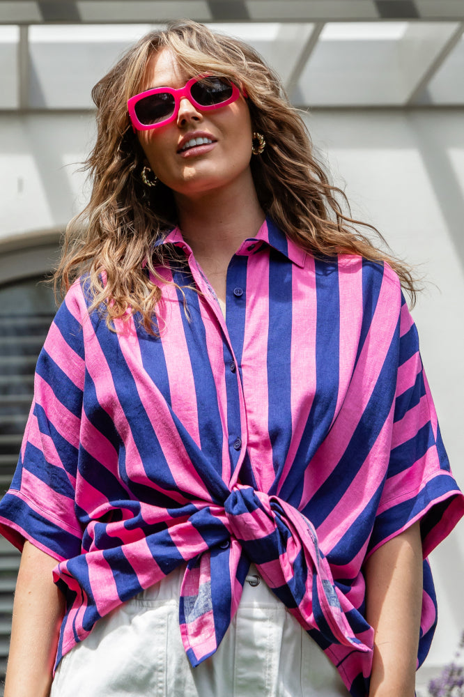 Elm Palermo Stripe Shirt Blue Pink From BoxHill