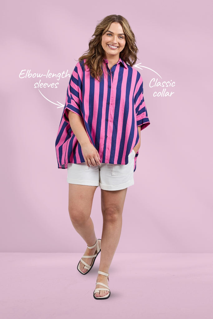 Elm Palermo Stripe Shirt Blue Pink From BoxHill