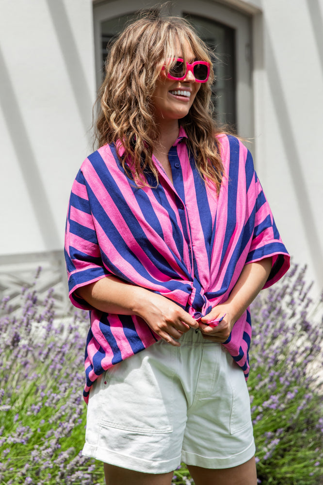 Elm Palermo Stripe Shirt Blue Pink From BoxHill