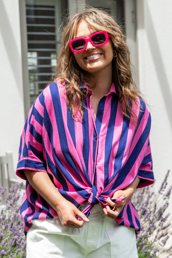 Elm Palermo Stripe Shirt Blue Pink From BoxHill