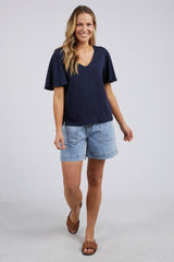 Elm Pearl Short Sleeve Top Navy From BoxHill