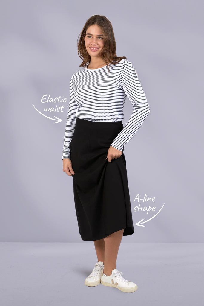 Elm Penny Ponte Skirt Black From BoxHill