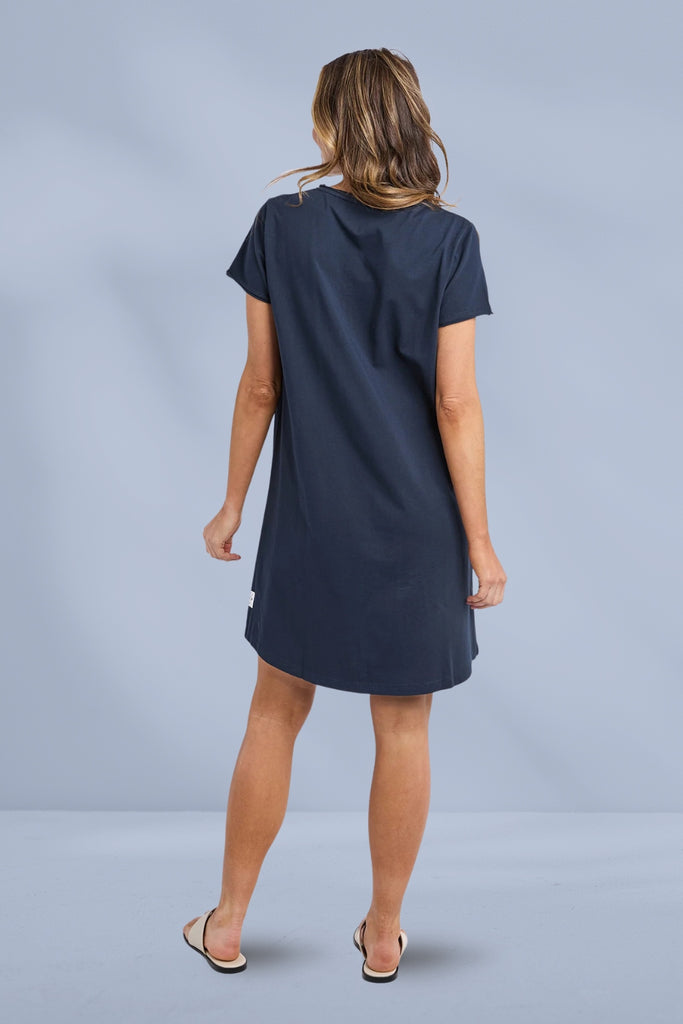 Elm Pima Vee Dress Navy From BoxHill