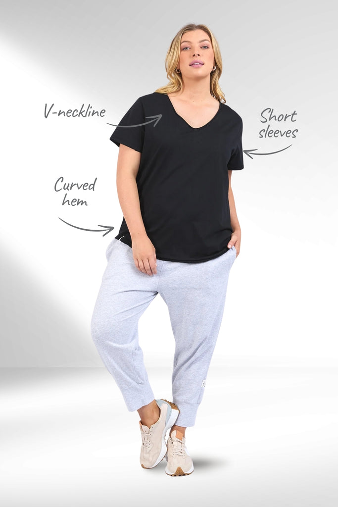 Elm Pima Vee Tee Black From BoxHill