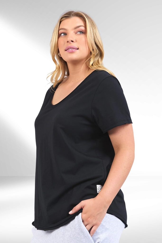 Elm Pima Vee Tee Black From BoxHill