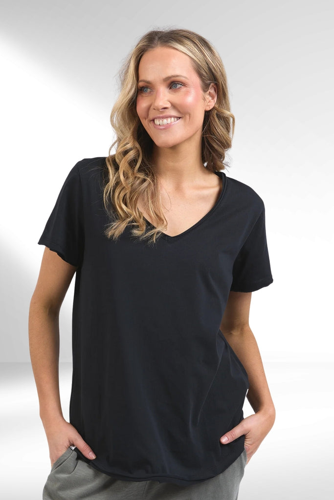 Elm Pima Vee Tee Black From BoxHill