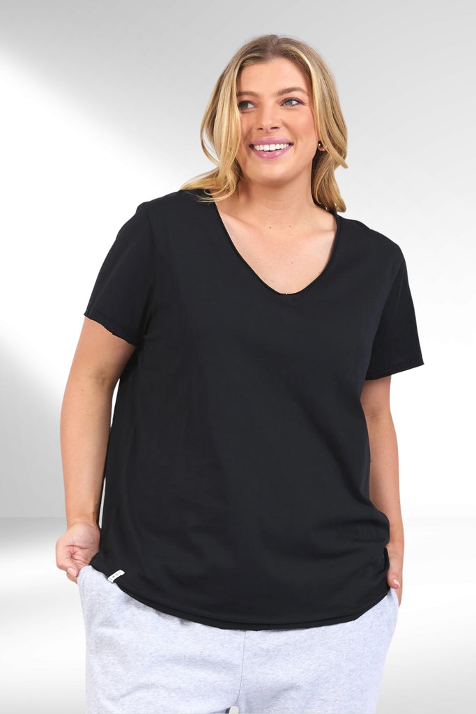 Elm Pima Vee Tee Black From BoxHill