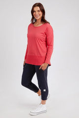Elm Rib Long Sleeve Tee Coral Spritz From BoxHill