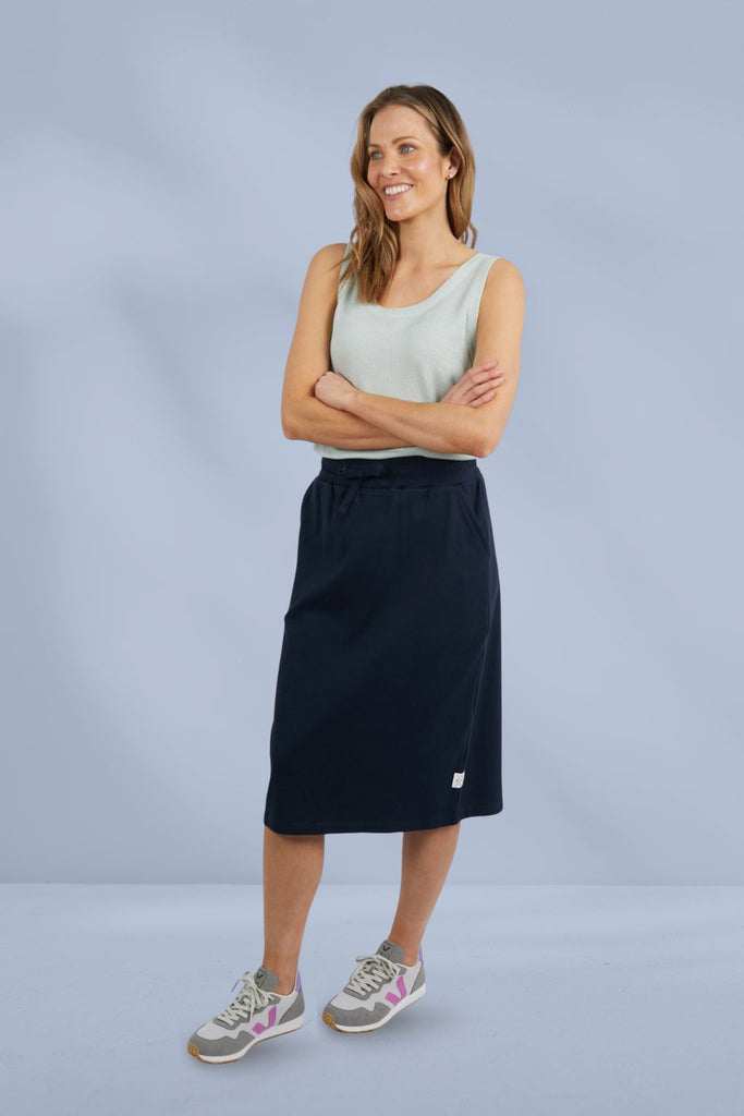 Elm Rib Midi Skirt Dark Sapphire From BoxHill