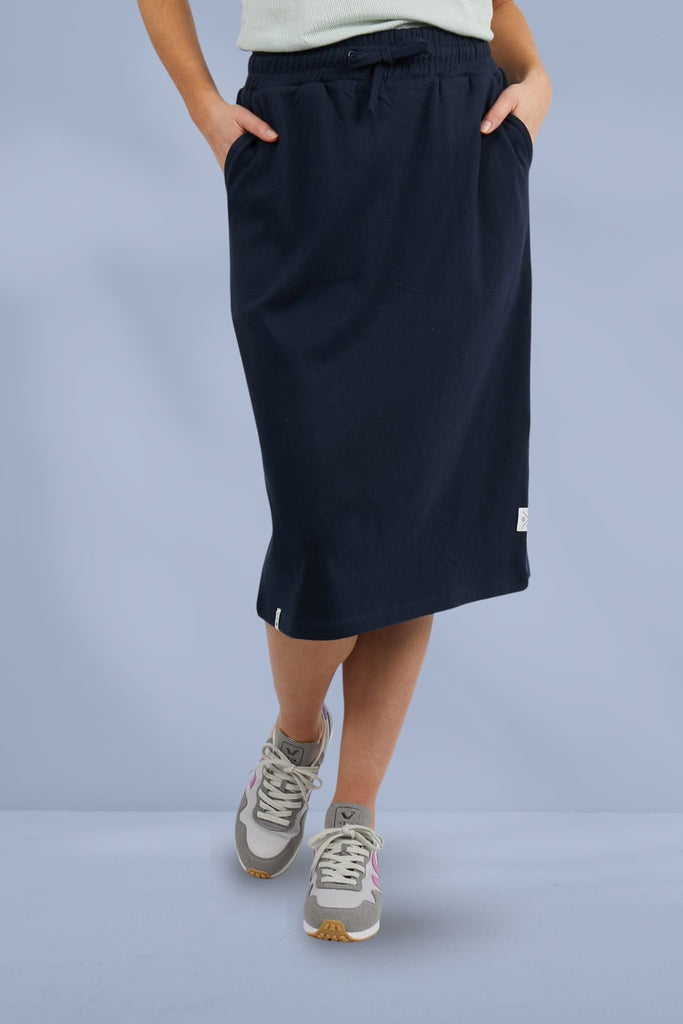 Elm Rib Midi Skirt Dark Sapphire From BoxHill