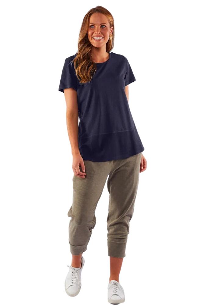 Elm Rib Short Sleeve Tee Navy From BoxHill