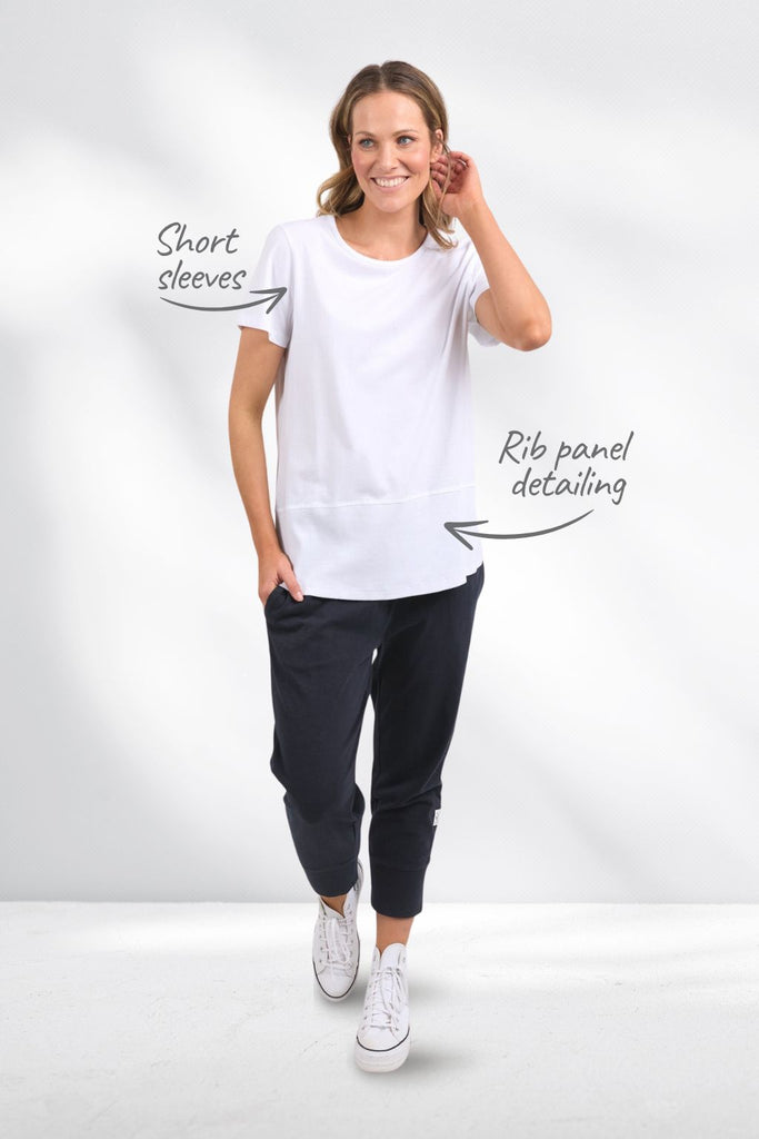 Elm Rib Short Sleeve Tee White From BoxHill