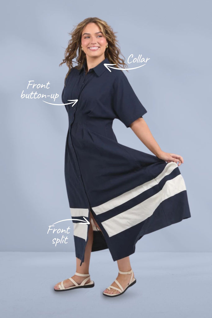 Elm Scarlet Midi Dress Navy Stripe From BoxHill