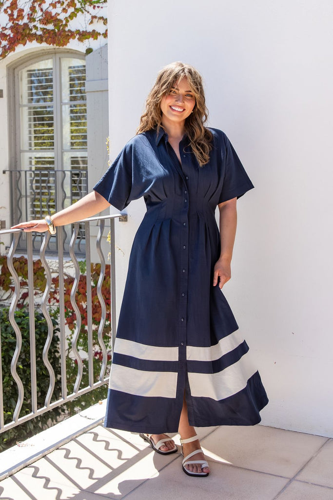 Elm Scarlet Midi Dress Navy Stripe From BoxHill