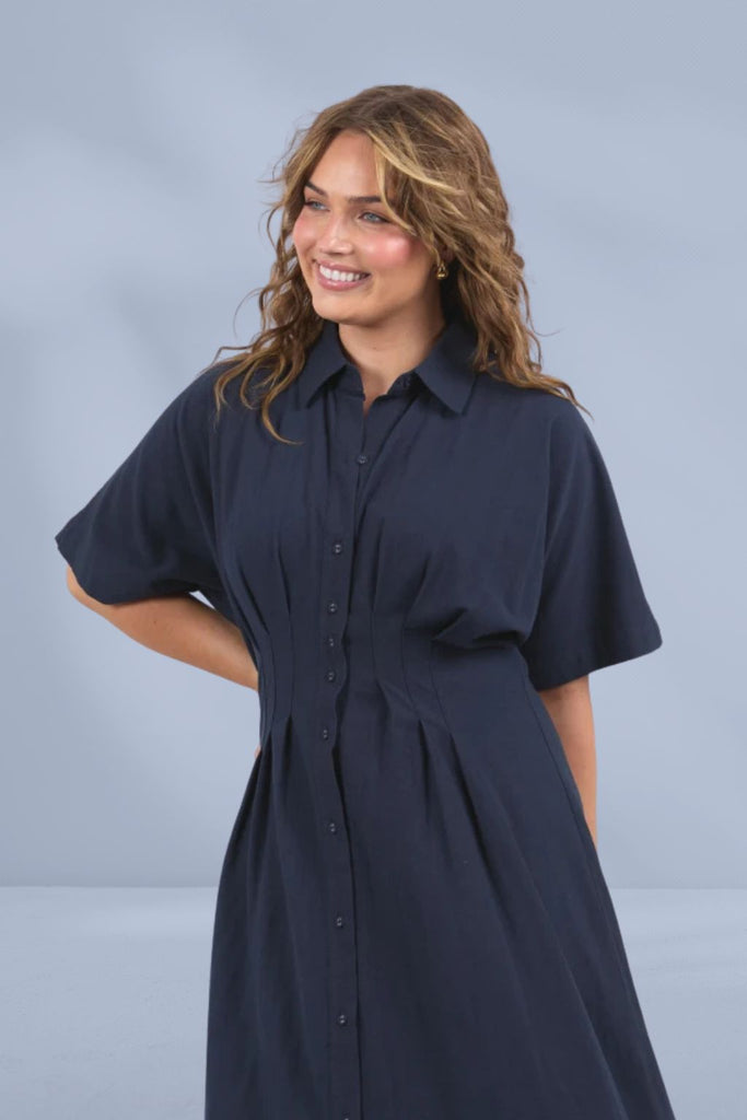 Elm Scarlet Midi Dress Navy Stripe From BoxHill