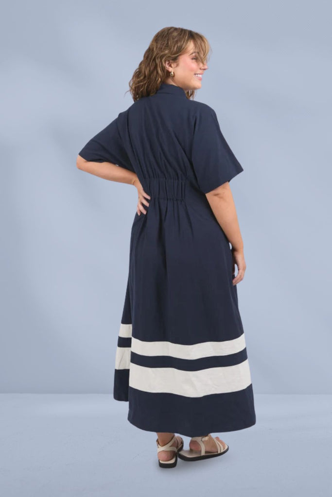 Elm Scarlet Midi Dress Navy Stripe From BoxHill