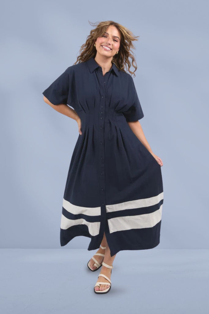 Elm Scarlet Midi Dress Navy Stripe From BoxHill