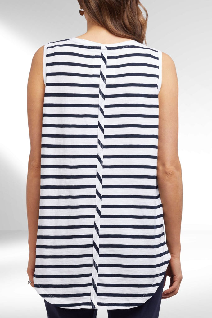 Elm Scoop Tank White and Navy Stripe From BoxHill