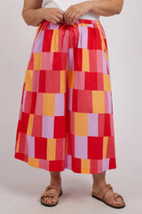 Elm Soleil Check Wide Leg Pants Orange From BoxHill