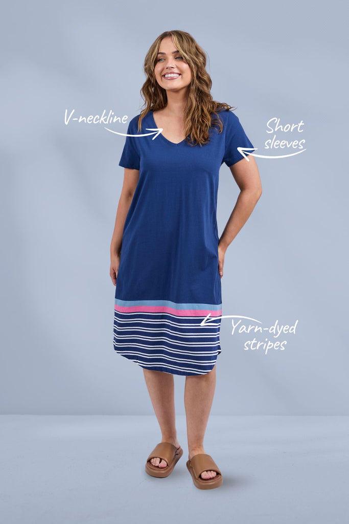 Elm Sylvia Tee Dress Blue Depths From BoxHill