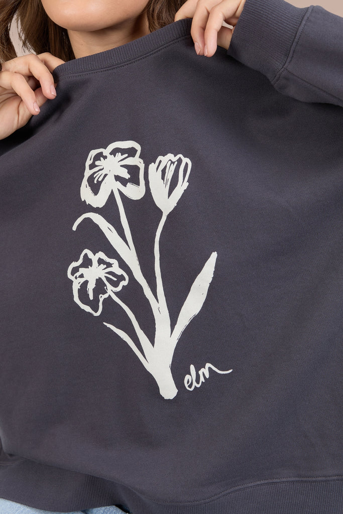 Elm Tulip Crew Washed Black From BoxHill