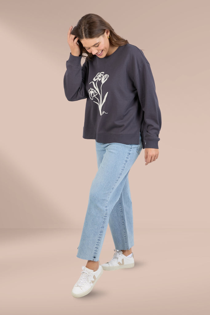 Elm Tulip Crew Washed Black From BoxHill