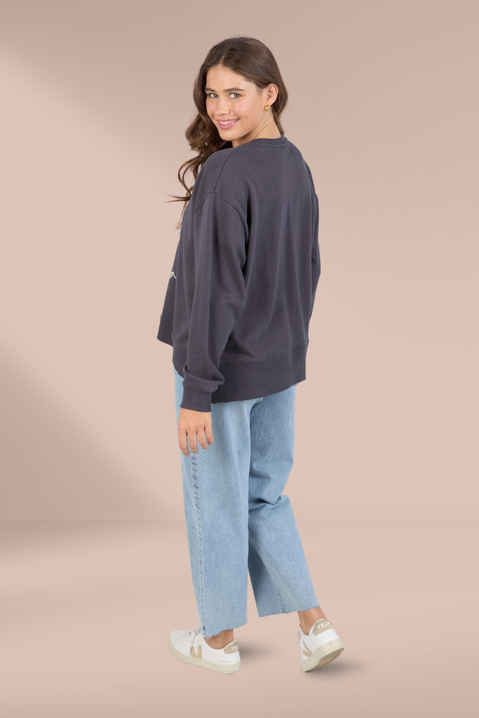 Elm Tulip Crew Washed Black From BoxHill