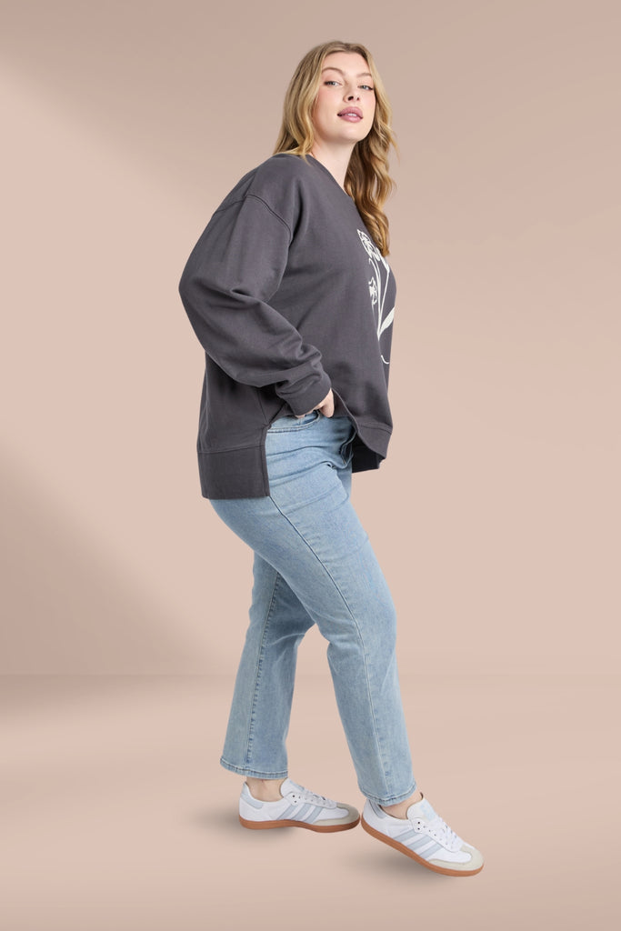 Elm Tulip Crew Washed Black From BoxHill