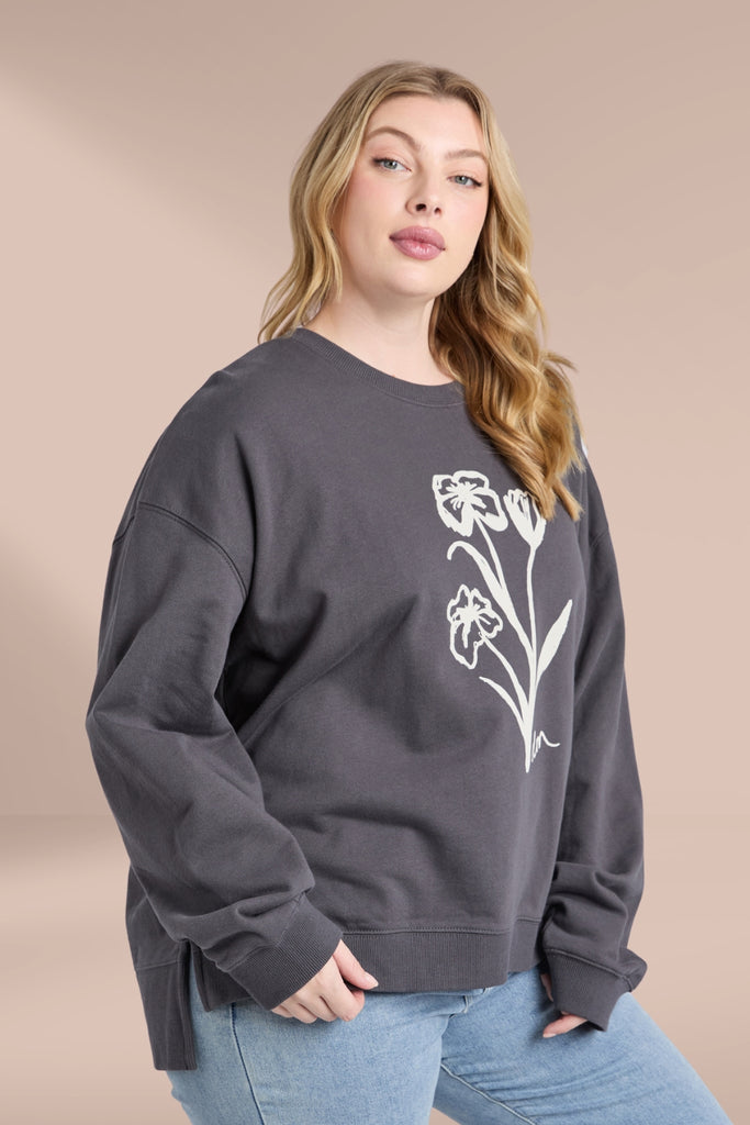 Elm Tulip Crew Washed Black From BoxHill