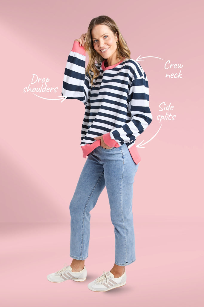 Elm Vivid Crew Navy White Stripe From BoxHill