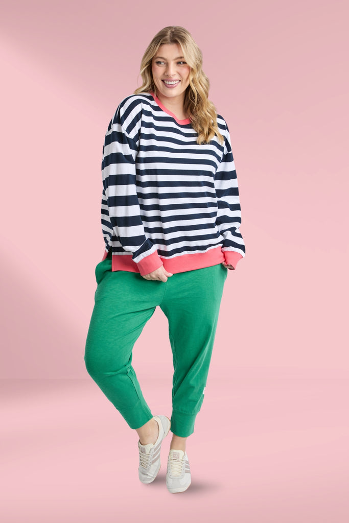 Elm Vivid Crew Navy White Stripe From BoxHill