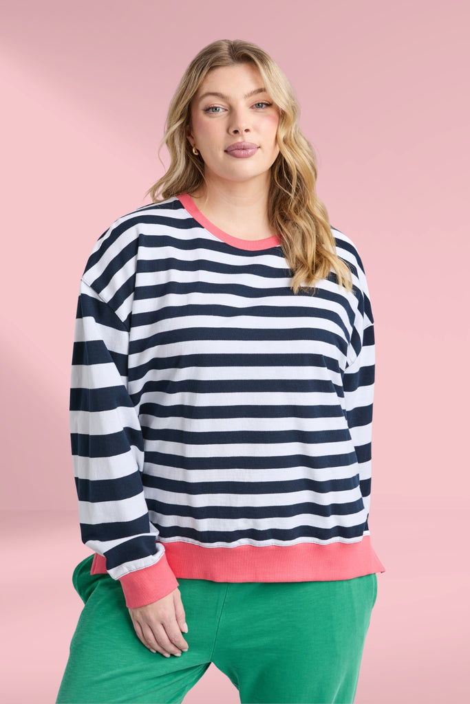 Elm Vivid Crew Navy White Stripe From BoxHill