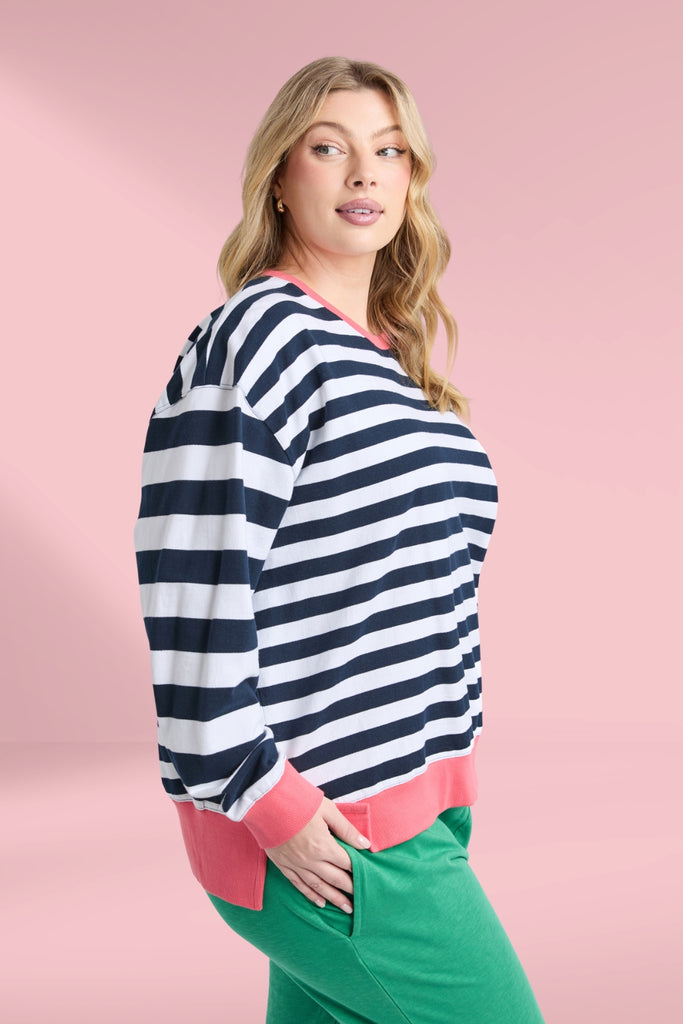 Elm Vivid Crew Navy White Stripe From BoxHill