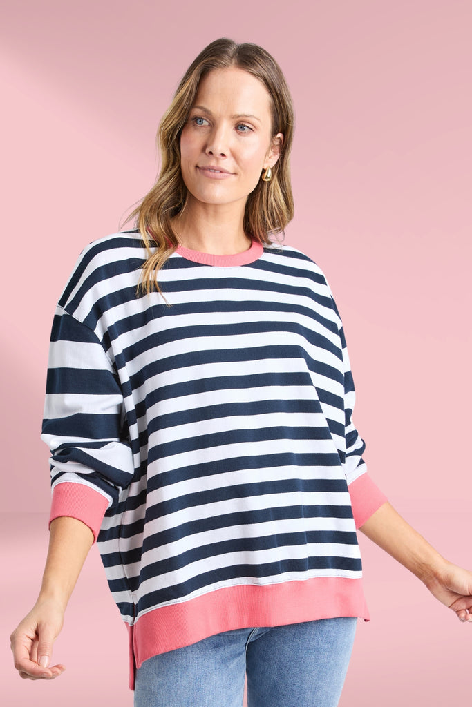 Elm Vivid Crew Navy White Stripe From BoxHill