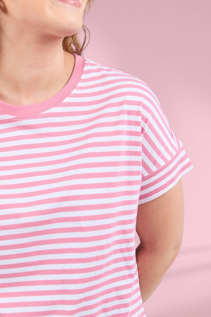 Elm Yara Stripe Short Sleeve Tee Chateau Rose From BoxHill