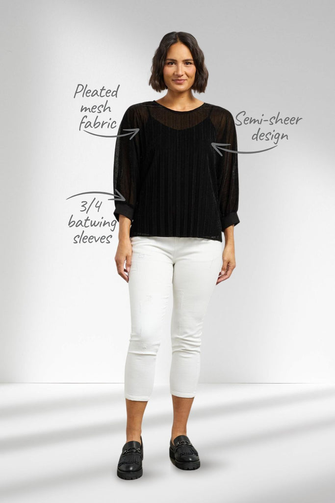 Et Alia Aria Top Black Velvet Mesh From BoxHill