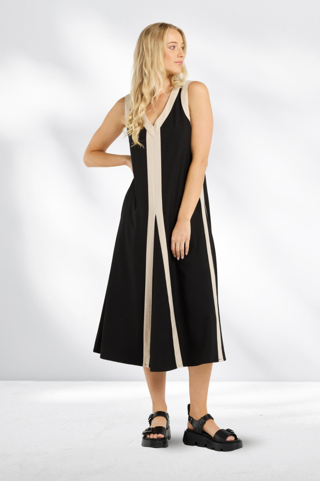chinese dress ladies Et Alia Edie Dress Noir Lines Et Alia