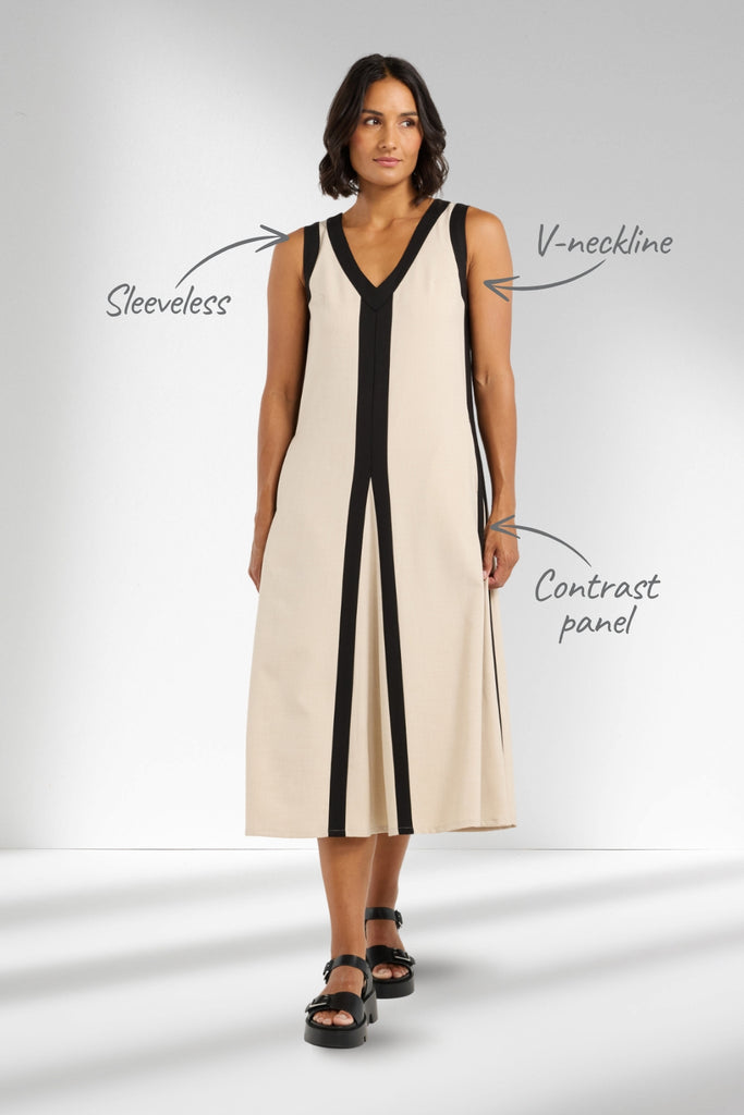 Et Alia Edie Dress Taupe Lines From BoxHill