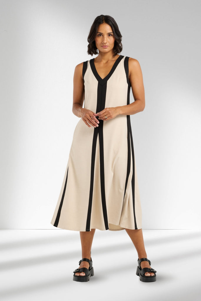Et Alia Edie Dress Taupe Lines From BoxHill