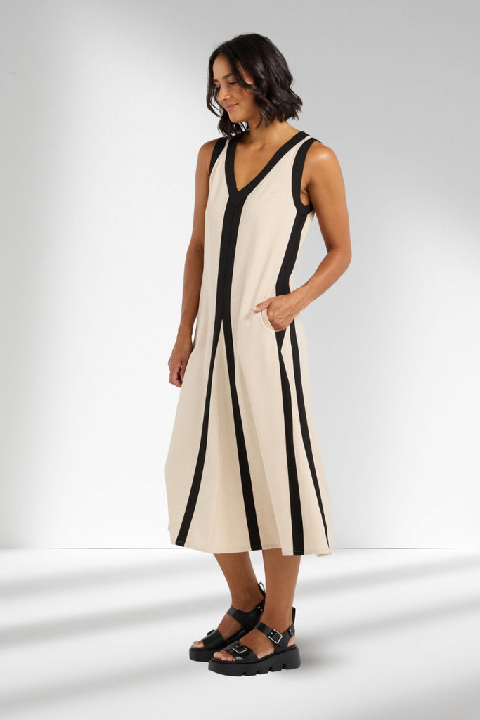 Et Alia Edie Dress Taupe Lines From BoxHill